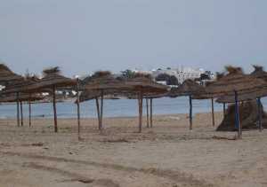 plage de Hammamet et ses parasols